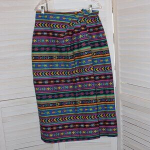VTG Bonjour 80s/90s boho print wrap skirt 13/14